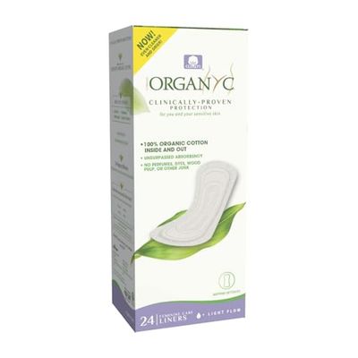 Organyc Protège Slips 100% Coton Bio Plat Non Plié Peaux Sensibles Femme 1 Paquet de 24 Unités