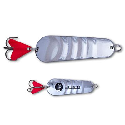 Zebco Premium Trophy Z-Ace Blinker, fiskebeten, vågig gädda, bete med röd bettpunkt på trekrokar rovfisk spoonger fisketillbehör, silver, 25 g