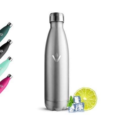 Grsta Botella Agua Acero Inoxidable 500ml, Botella Agua a Prueba de Fugas, Cantimplora Termica, Mantiene 24H Frio/12H Calor, Reutilizable Termo Sin BPA para Niños, Senderismo, Oficina, Outdoor