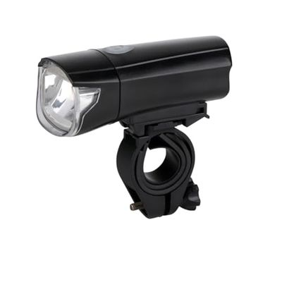 Dunlop - Lámpara de bicicleta LED delantera con pilas, 3 modos, luz de bicicleta, impermeable, con certificación IPx4, fácil de instalar, color negro