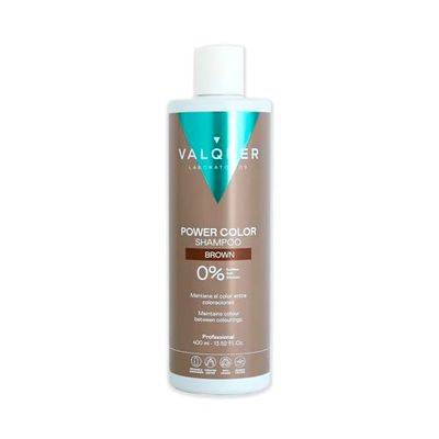 Valquer Professional Shampoo Power Color färgat hår. Vegansk och sulfatfri (brunt hår) hårfärg förstärkare – 400 ml