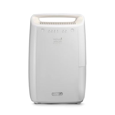 De'Longhi DEX210SF Luchtontvochtiger-droger voor thuis, voor het verwijderen van vocht, schimmelbescherming, wasdroger, dubbel luchtfiltersysteem, 10 l/dag, veiligheidssysteem, handgreep, wit