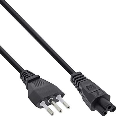 InLine 16656S netkabel voor notebook, 3-polige koppeling, 2m zwart