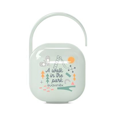 Suavinex, Fopspeendoos met capaciteit voor 2 fopspenen. Fopspeenzakje, fopspeendoos met flexibel handvat, fopspeenhouder, voor baby's + 0 maanden, groen