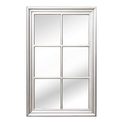 DRW Wandspiegel in de vorm van een houten venster in zilver 70 x 4 x 110 cm, elk deel 26 x 30 cm