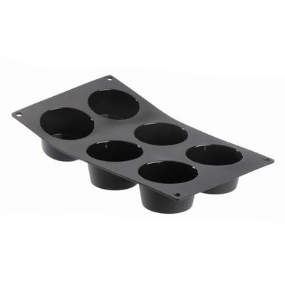 De Buyer MOLDE SILICONA MOUL FLEX 6 MUFINES 17,5 x 30 cm diâmetro 7,2 cm preto placa preta 1962.01