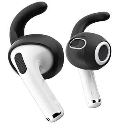 Keybudz EarBuddyz - Auricolari in silicone per Apple AirPods 3, accessori per auricolari, accessori per auricolari, gancio per orecchie, antiscivolo, sport, nero