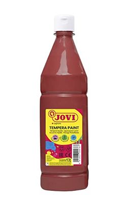Jovi - Vloeibare temperaverf, Fles 1L, Bruine Kleur, Verf op basis van natuurlijke ingrediënten, Gemakkelijk te wassen, Glutenvrij, Ideaal voor schoolgebruik (51112)