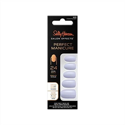Sally Hansen Salon Effects Perfect Manicure, O Zone You Didn't Oval, Press on Nails with Adhesive Tabs & Glue, Easy Apply, 24 Pcs, Manicure at Home