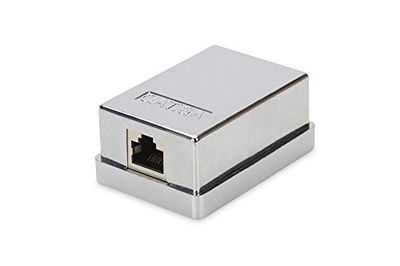 DIGITUS verdeeldoos Cat-6A - 1 poort RJ45 - Opbouwbehuizing - Netwerkcontactdoos - LSA isolatieverplaatsingsconnector - Afgeschermd - Zilver