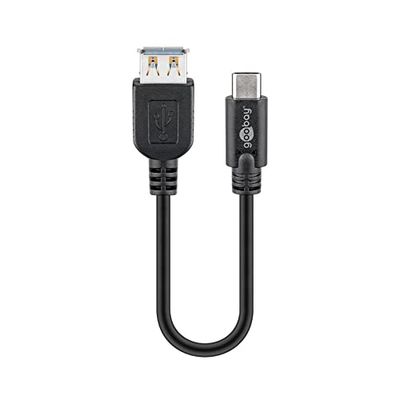 Goobay 51763 Sync & Charge Super Speed USB-C naar USB A 3.0 verlengkabel, converteert USB-C aansluiting in USB A 3.0 aansluiting om, 0,2 m