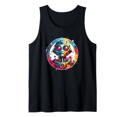 Robot Robotics Engineer Shirt Retro Vintage Robot Funny AI Tank Top