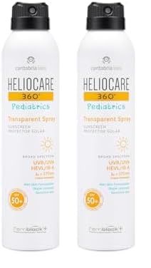 Cantabria Labs Heliocare 360º Pediatrics Transparent Spray SPF 50+ - Spray Solar para Niños, Fácil Aplicación y Absorción, Eficaz sobre Piel Mojada, Hipoalergénico, Blanco, 200ml (Paquete de 2)