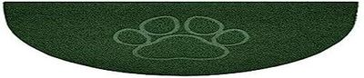 Nicoman Embossed Halfmoon Half Circle Door Mat Dirt-Trapper Jet-Washable Doormat 70x44cm (Green, PAW Shape) - Use on Carpet ONLY