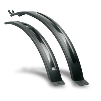 SKS GERMANY HIGHTREK SET stänkskyddsplåt-set universalfäste (cykeltillbehör tillverkade av slagtålig högpresterande plast, snabb och verktygsfri montering, sportigt utseende), svart