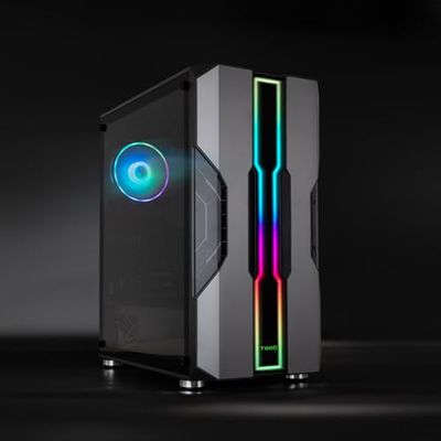Caja SEMITORRE Gaming TQGCC103-B 'NIGHTCITY' Negra TOOQ, con diseño Moderno, iluminación ARGB de 2x120mm y Espacio para un Cooler de hasta 175mm, Ideal para Gamers exigentes.