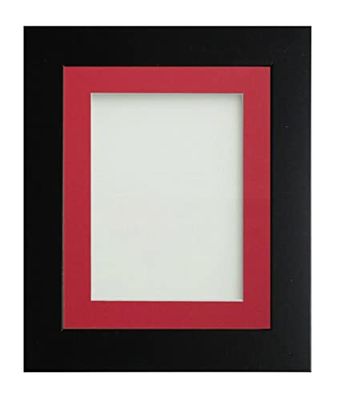 Frame Company Watson Matte Black Picture Photo Frame fitted with Perspex, 16x12 inch with Red Mount for image size 12x8 inch