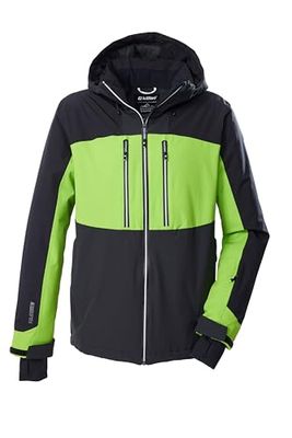 killtec Uomo Giacca da sci/giacca funzionale con cappuccio e paraneve con chiusura a cerniera KSW 465 MN SKI JCKT, anthrazit/schwarz/apfel/apfel, L, 43450-000