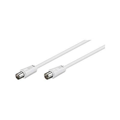 Goobay Cabo de antena 50910, conector coaxial niquelado à tomada coaxial, cabo coaxial adequado para TV, HDTV, rádio, DVB-T2, DVB-S, DVB-S2, DVB-C, estampado duplo, 70 dB, 75 Ohm, 0,5 m, branco