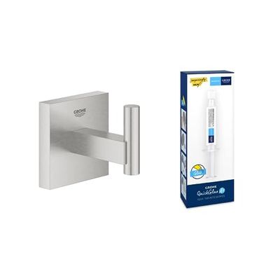 Lote GROHE Start Cube QuickFix - Colgador de baño individual en gris con Adhesivo QuickGlue A1