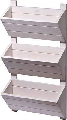 dobar® Green Label 58381FSCe Wandbed met 3 plantenbakken, bloementrap van hout, bloemenladder voor wandmontage, plantentrap voor tuin/terras/balkon, 38 x 17,5 x 79 cm, wit