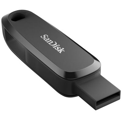 SanDisk Phone Drive 128GB USB Flash Drive (2-in-1 Phone storage, Reversible Type-C & Type-A connectors, For Smartphones, Tablets, Mac, Computers, Automatic Backup, Rescue PRO Deluxe) Black