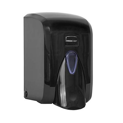 Medichief Distributeur de savon mural de 500 ml | Distributeur de savon manuel à bouton poussoir noir | Distributeur de liquide adapté pour désinfectant, savon, shampooing et après-shampoing