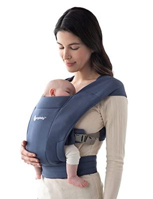 Ergobaby Embrace, Ergonomisk Bärsele För Spädbarn, Stöttande Midjeband, Kompakt, Låg Vikt, Lättanvänd, Soft Navy