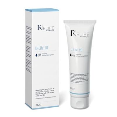 Relife U-Life 20 - Crema corpo idratante per pelle molto secca, ruvida e screpolata soggetta a desquamazione con Urea al 20% e Glicerina. Crema da 100 ml