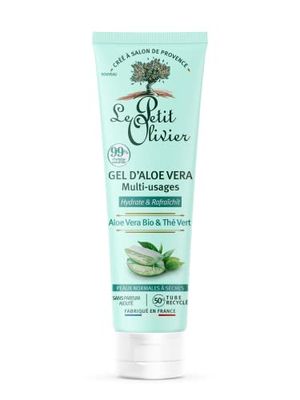 LE PETIT OLIVIER - Gel D'Aloe Vera - Aloe Vera Bio & Thé Vert - Visage Et Corps - Hydratant - Sans Parfum - Peaux Normales à Sèches - 99% D'Origine Naturelle - Fabriqué En France - 150 ml