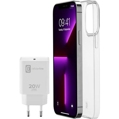 Cellularline - Caricabatterie da Rete - Kit di accessori per la ricarica e la protezione di iPhone