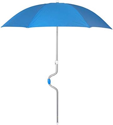 Pincho Parasol avec manche courbé 160 cm en fer, bleu, Grande