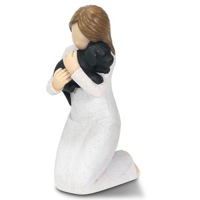 Carracci Cadeaux commémoratifs pour la perte d'un chien noir, statue de souvenir d'ange de chien, cadeau de condoléances pour la perte du chien, figurines de condoléances pour la mort du chien, cadeau