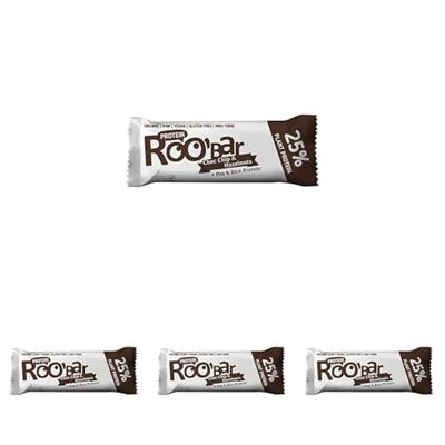 Roo'bar Barre Protéinée Chocolat & Noisette - Bio & Vegan - 40g (Lot de 4)