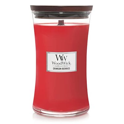 WoodWick vela aromática grande em forma de ampulheta, bagas carmesim