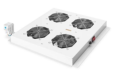 DIGITUS Unité de Refroidissement de Toit pour armoires réseau intérieures IP55 600x800 mm, Construction de Toit, 4 Ventilateurs, Filtre, Gris