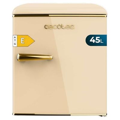 Cecotec Nevera Pequeña Frigorífico Retro Sobremesa 45L Bolero CoolMarket TT Origin 45 Beige E. 55cm de Alto y 44,7cm de Ancho, Clase Energética E, Icebox y Tirador Cromado, Beige