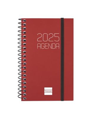 Finocam - Agenda Espiral Opaque 2025 Semana Vista Horizontal Enero 2025 - Diciembre 2025 (12 meses) Burdeos Español