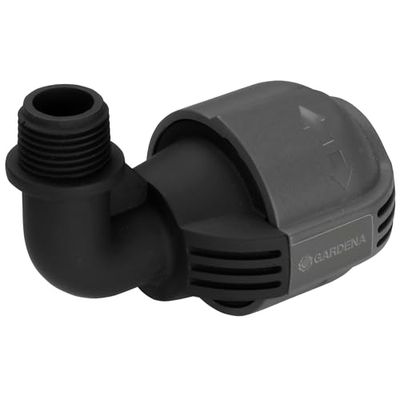 Gardena Raccordo a L con filetto esterno per sistema pop-up: Raccordo per collegamento di irrigatore pop-up all'estremità del tubo, 25 mm x 1/2 pollice (2780-20)