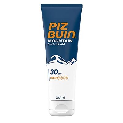 PIZ BUIN Mountain Crema Solare Viso SPF 30, Protezione solare 30 ad assorbimento rapido per sole, freddo e vento ad alta quota, Crema viso SPF 30 con filtro solare UVA/UVB, 50 ml