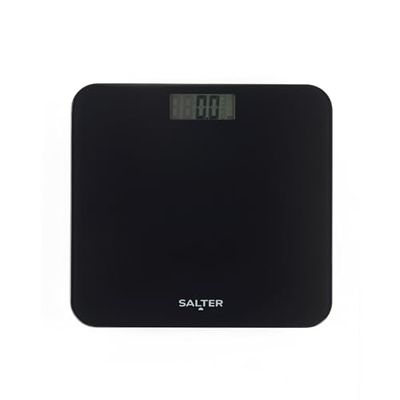 Salter Digital Bathroom Scale – Battery Free Body Weight Scale, Toughened Glass Platform, Step on to Power, 180kg Max Capacity, No Batteries Required, Easy to Read LCD Display, Black