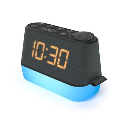 Wekkerradio met Nachtlampje USB-oplader en Ontspanningsgeluiden, Alarm Clock Wekker Digitaal met Dubbel alarm, Dimbaar LED-display