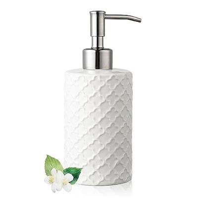 Distributeur de Savon en céramique avec Pompe, Distributeur de Savon Liquide antirouille pour Salle de Bain et Cuisine, Blanc
