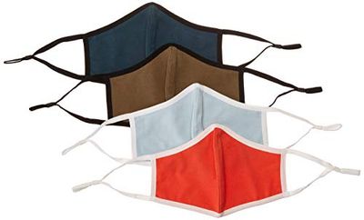 Quality Durables Unisex 4-Pack Reusable Face Covering Maschera Costume, Grigio/Arancione/Oliva/Azzurro-Adulto, Large/X-Large