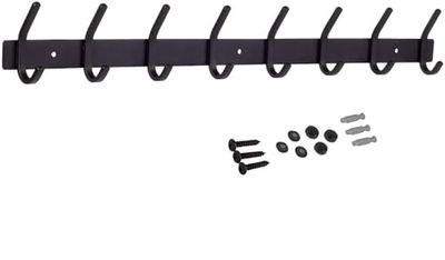Hoexs Coat rack Black 8 x 2 hooks | 60 cm | Wall Coat rack | Wall Coat rack | Hanging Design | Towel rack | Mat | including mounting materials