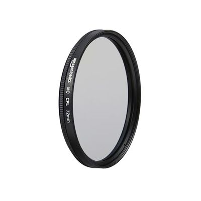 Amazon Basics Filtro de proteção polarizador circular de 72 mm para cores mais profundas, redução de reflexos e reflexos, multicamadas, protege contra poeira, sujidade e riscos