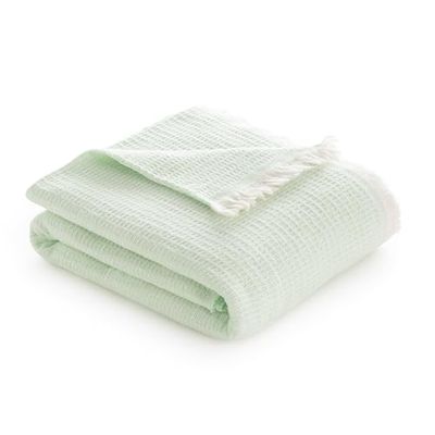 Todocama - Extra Soft Cotton Blanket with GOFR Design, Multipurpose Four Seasons Bedspread for Sofa, Bed, Decorative Cover and Blanket Throw, (Mint Green, 120 x 180 cm)