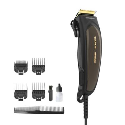 Taurus Mithos Avant - Tondeuse à cheveux, Moteur AC 3000 tr/min, Lames en titane, 4 peignes, Tondeuse à cheveux professionnelle, Comprend un peigne, une brosse et du lubrifiant, Noir