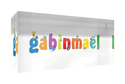 Little Helper recuerdo decorativo de acrílico transparente pulido como diamante estilo illustratif pintado con el nombre de joven niño gabinmaël 5 x 21 x 2 cm gran