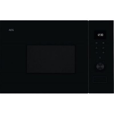 AEG OS5MG20EB kuchenka mikrofalowa do zabudowy, 20 l, 800 W, funkcja grilla, dotykowy wyświetlacz LED, elektroniczne otwieranie, czarny z wykończeniem ze stali nierdzewnej zapobiegającej odciskom